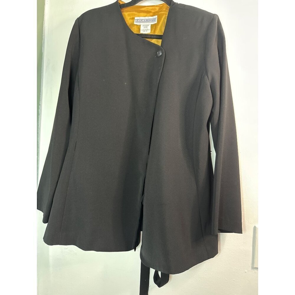 Jessica Howard Blazer Women’s 14 Black Academia Classic Old Money Suit Jacket